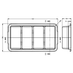 Bestekhouder - 537x301mm - Hoogte: 120mm - polypropyleen - met 4 vakken - incl. deksel - Grijs