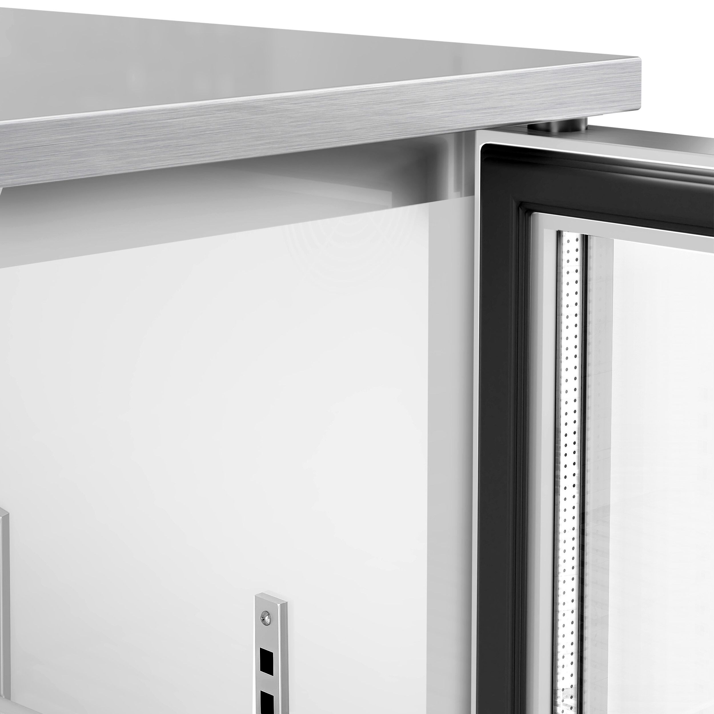 Réfrigérateur de bar – 1350 mm – 320 litres – avec 3 portes vitrées battantes – en inox