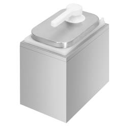 Dispensador de molhos - 3 peças - 1x 2L - aço inoxidável 18/8 - 135x215x325mm - anti‑gotejamento - doseamento regulável - com recipiente - incl. suporte para dispensador de molho