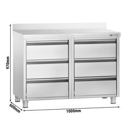 Çekmeceli Çalışma Tezgahı PREMIUM - 6 Çekmeceli ve Sırtlı -1000x600 mm