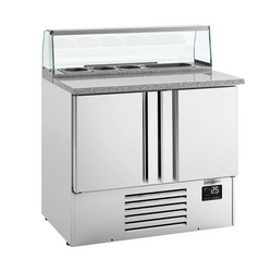 Saladette Premium PLUS - 978mm - 2 deuren - met glazen opzetstuk voor 5x GN 1/6