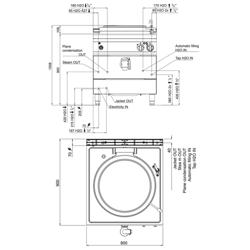 Marmite électrique de cuisson - 100 litres - 16 kW - chauffage indirect - avec arrivée d’eau et robinet de vidange