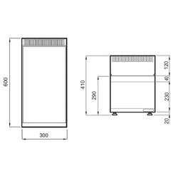قاعدة محايدة LORENZO 600 - طراز سطح طاولة - 300x600x410mm | 18 kg - ستانلس ستيل AISI 304 - متوافق مع سلسلة LORENZO 600