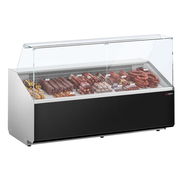 Commercial Refrigerated Serve-Over Counter PREMIUM - 2506 mm - +2 to +6°C - panoramic glass - black front
