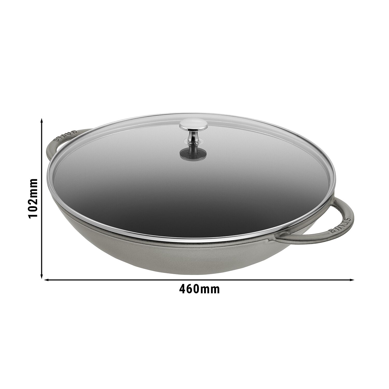 STAUB | SPECIALITIES - Wok avec couvercle en verre - Ø 370mm - Fonte - Gris graphite	