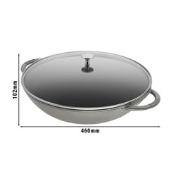 STAUB | SPECIALITIES - Wok met glazen deksel - Ø 370mm - Gietijzer - Grafietgrijs