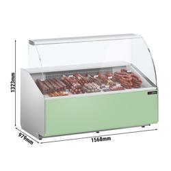 Vitrine réfrigérée de présentation - 1600 mm - Panneau frontal vert clair        