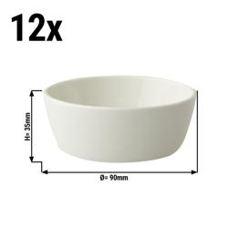 (12 db) Tálka - Lux - porcelán - 90x90 mm - stapelolható - elefántcsont