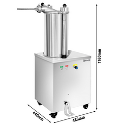Embutidora hidráulica - 25 litros - 1,5 kW - acero inoxidable