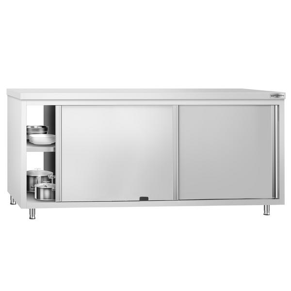 Edelstahl Arbeitsschrank PREMIUM - 2000x700mm - mit Durchreiche
