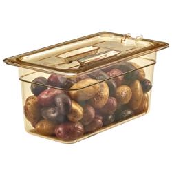 (6 piezas) CAMBRO | H-PAN™ Tapas GN resistentes al calor 1/3 - con muesca y asa - ámbar