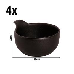 (4 stuks) kom - UNIVERSE - Porselein - 0,24l - vierkant - met handgreep - 100x100mm - Diepte: 59mm - Zwart