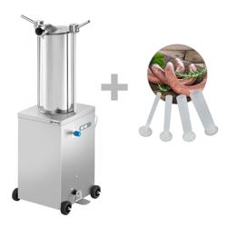 Poussoir à saucisses PROFESSIONNEL hydraulique vertical - 15L - 560W - Acier inoxydable - incl. 4 entonnoirs à saucisse