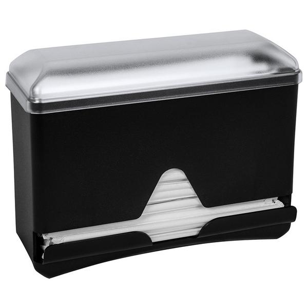 Rietjes dispenser - polystyrol - zwart - 254x108x203mm - met deksel - voor 250 rietjes