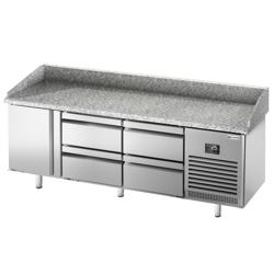 Pizzawerkbank PREMIUM PLUS - 1980x700mm - met granieten werkblad - met 1 deur & 4 laden