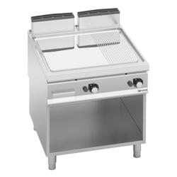 Fry-top pe gaz - 20,0 kW - suprafață Netedă & Striată - pe suport deschis