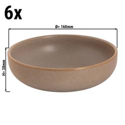 (6 pieces) SANDY LOAM - Plate - deep - Ø 160mm - Grey