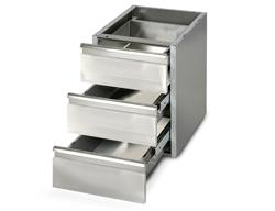 Mesa de cajones de acero inoxidable - 0,4 m - 3 cajones - Módulo de infraestructura para mesas de trabajo de profundidad 800