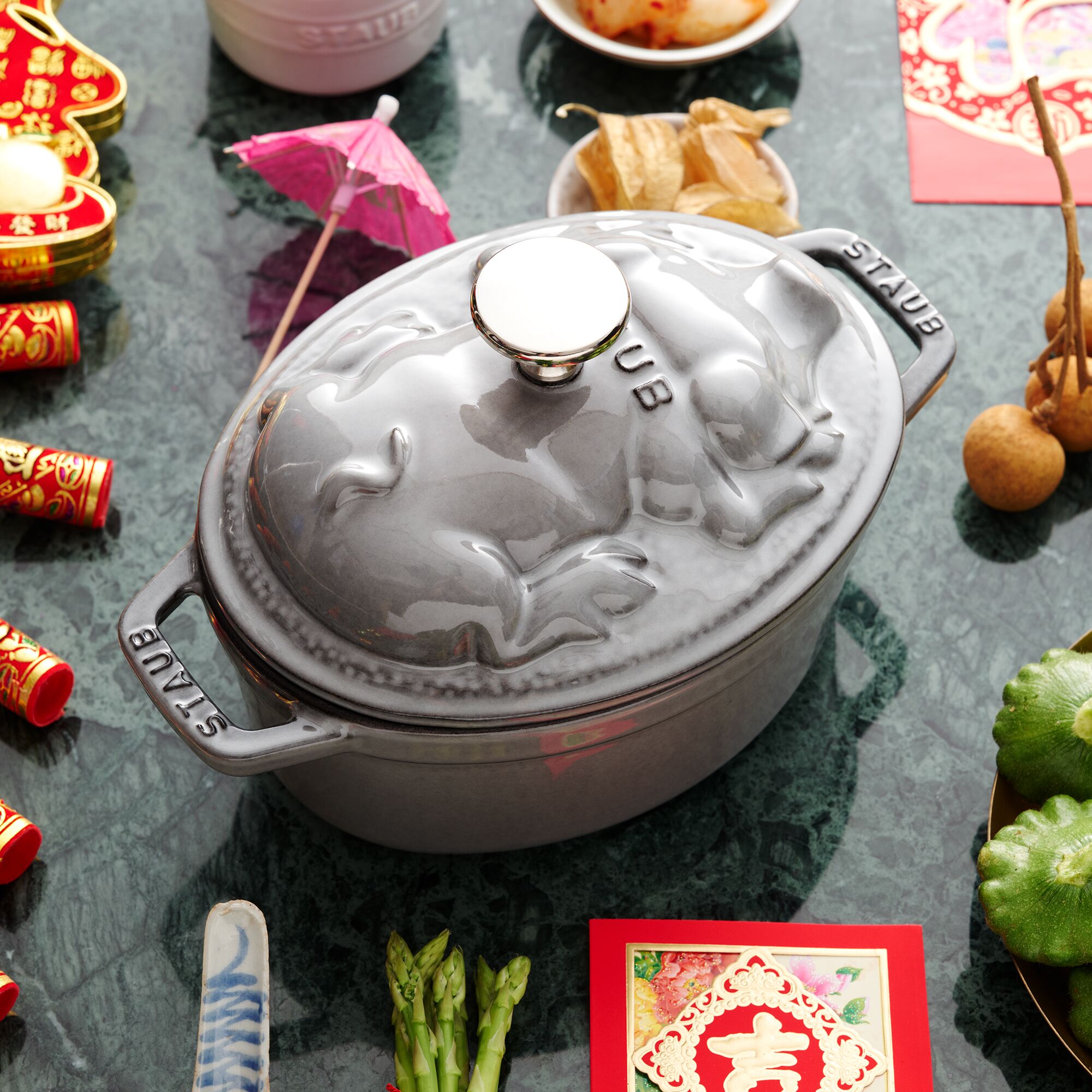 STAUB | LA COCOTTE - Cocotte - Couvercle de porc - ovale - 170mm - Fonte - Gris graphite	