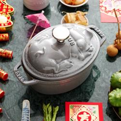 STAUB | LA COCOTTE - Cocotte - Coperchio maiale - ovale - 170 mm - Ghisa - Grigio grafite