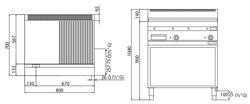 شواية مسطّحة غاز تجارية - 13,80 kW - أملس ومُضلّع - مساحة الشواء: 795x500mm