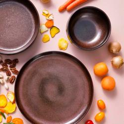 (4 pieces) BAMA COPPER | Stoneware Soup Plate – Ø 220 mm – Copper – Dishwasher & Oven Safe 220°C