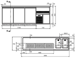 Pivski štand Premium PLUS - 2500x700 mm - 2 staklena vrata & 2 ladice 