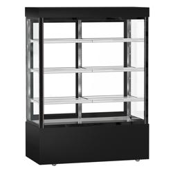 Commercial cake display fridge MADRID - 1010L - 1500mm - Double glazing - square - with 3 adjustable glass shelves - rear sliding doors - Black matt