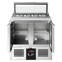 Saladette PREMIUM - 900mm - 159L - 2 portas - com vitrine de vidro para 4x GN 1/3 & Tampa de vidro
