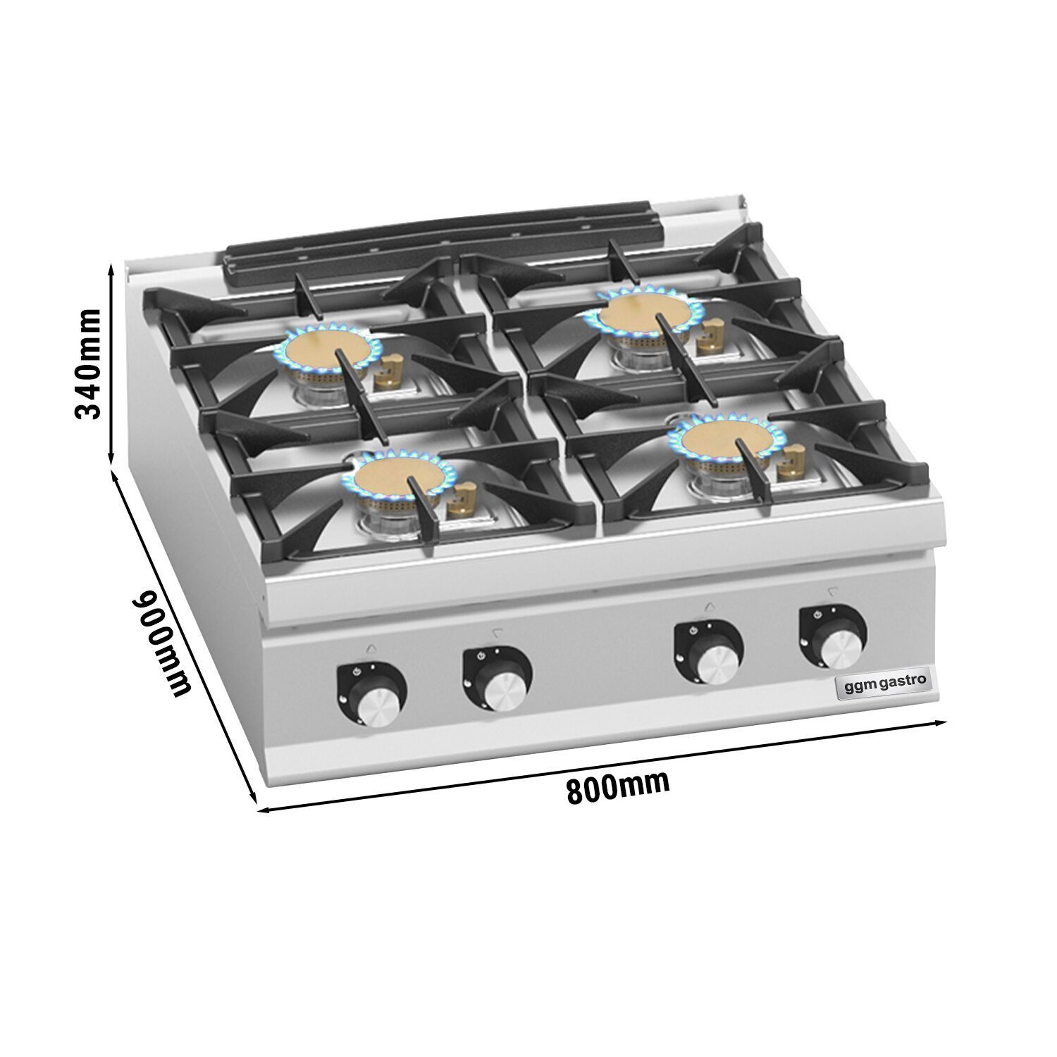 Fourneau à gaz – avec 4 brûleurs – 40 kW – modèle haute performance