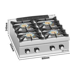 Plinski štednjak - Linija 900 - 800x900x340 mm - 40 kW - 4 plamenika - nadpultni