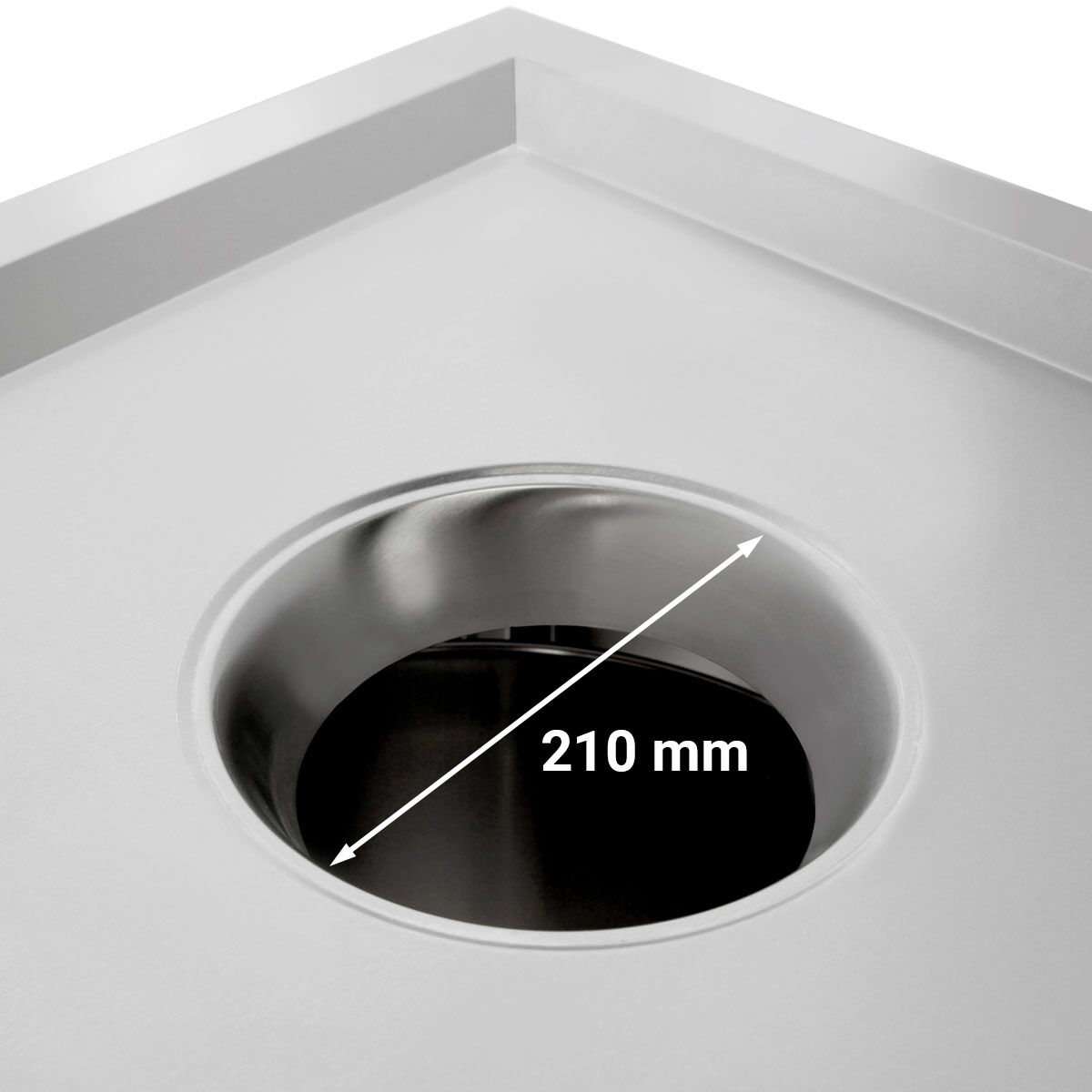 Poubelle - Carénée, avec conteneur à roulettes - 700x970x700mm - avec ouverture d’insertion, bac intérieur amovible, fermeture douce - Acier inoxydable
