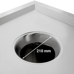 Afvalbak - open - 50 liter - 700x700x870mm - met inwerpopening, zacht sluitend deksel, frontuitzug, rollcontainer - RVS