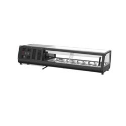 Vitrina refrigerada para sushi Profesional con luz LED - 1352x420mm - 5x GN 1/3 - Negro