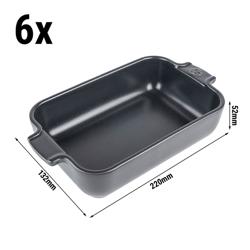 (6 peças) PEUGEOT | APPOLIA - Caçarola em cerâmica - retangular - cinzento ardósia - 220mm