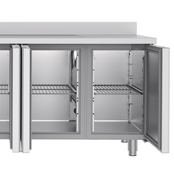Koelwerkbank PREMIUM - 2360x700mm - met 4 deuren, 1 spoelbak links & achterwand