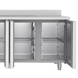 Masă frigorifică PREMIUM - 2360x700 mm - 540 L - cu 4 uși - bordură - blat lucru