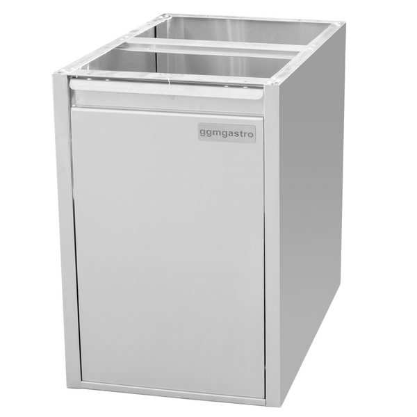 Cubo de basura de acero inoxidable - 0,4 m - módulo de subestructura para el banco de trabajo 800 de profundidad