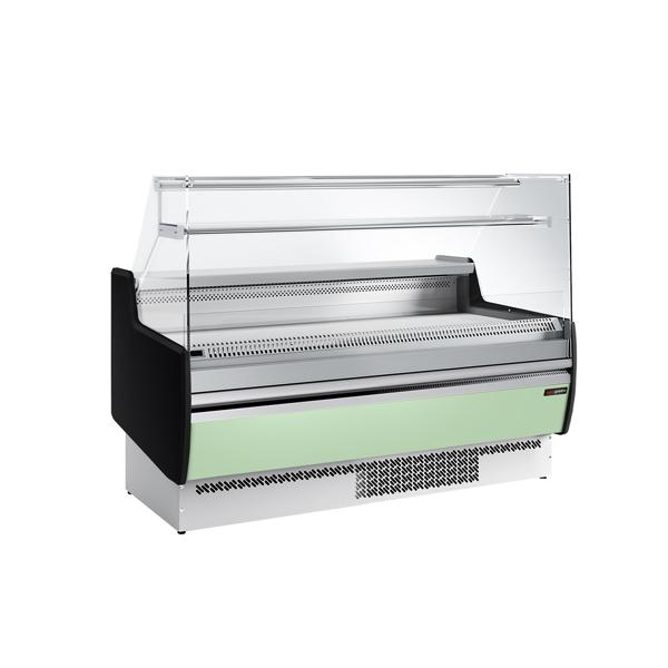 Koeltoonbank - 1622x953mm - 178 liter - front hellgroen - met 2 deuren - met 1 legroosters - rechte ruit