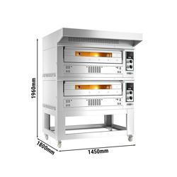Commercial Gas Pizza Ovens Twin Pack – 9x Ø33 cm pizzas per chamber - Manual - 370°C - With stand & hood
