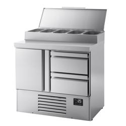 Hűtött előkészítő asztal Mini - 978x700 mm - 1 ajtó és 2 fiók - GN 1/4 5x feltéthűtő