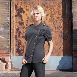 KARLOWSKY | Kortärmad kockjacka för kvinnor - denimstil ROCK CHEF®-Stage2 - storlek: 44