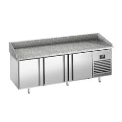 Masă frigorifică pentru preparare pizza PREMIUM PLUS - cu blat din granit - 1980x700 mm - cu 3 uși