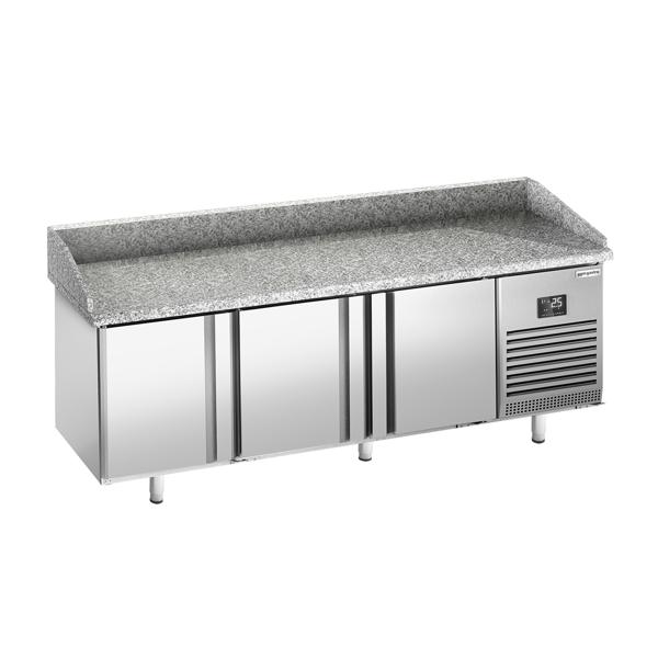 Banco pizza refrigerato PREMIUM PLUS - 1980x700mm - con 3 porte - piano in granito