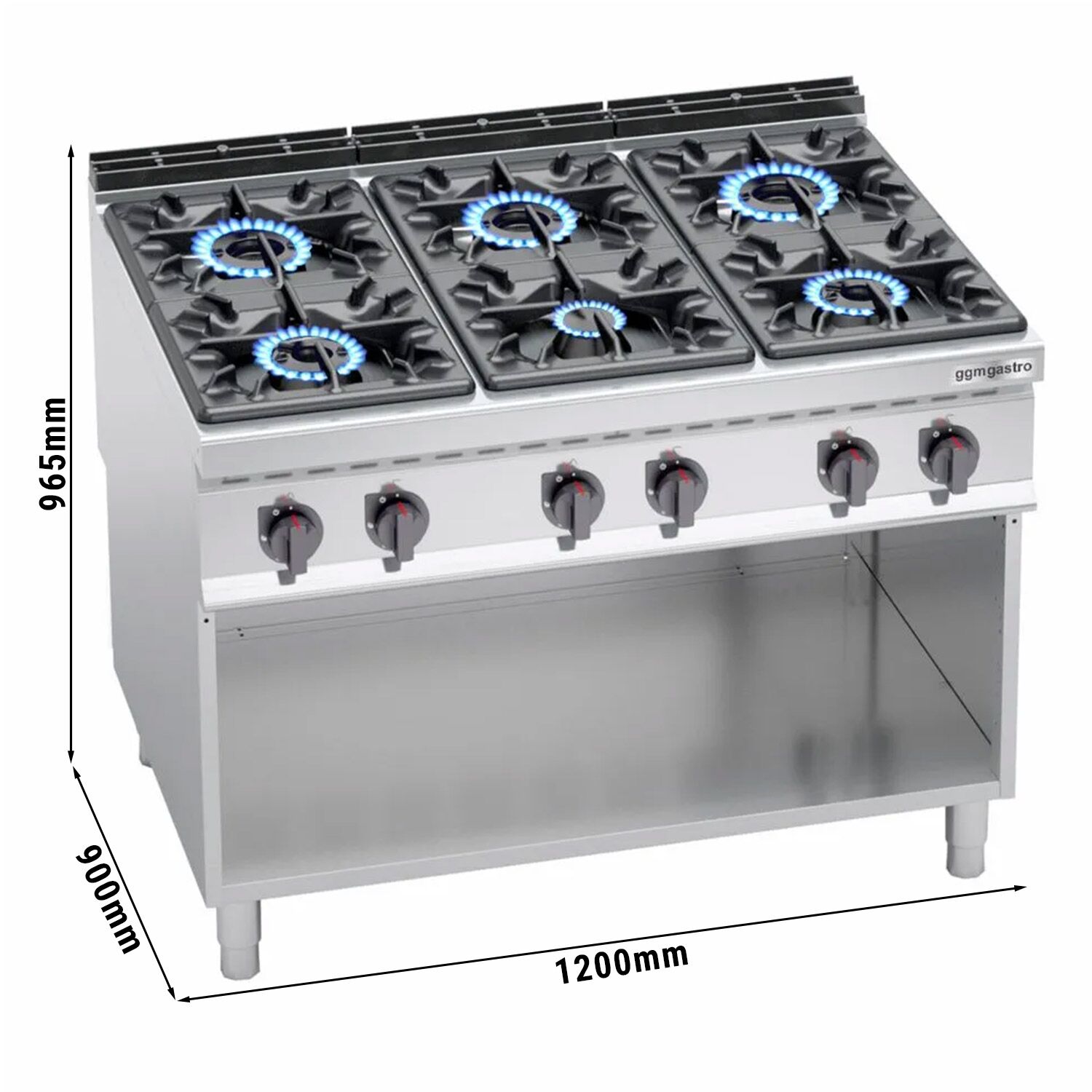 Fourneau à gaz – 53,5 kW – 6 brûleurs