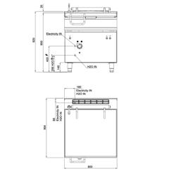 Kantelbare braadpan - Elektrisch - 80L - 9,6kW - met gemotoriseerde kanteling en vulkraan - 800x900xH940mm - 900 line