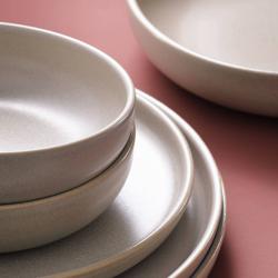 (6 pieces) SANDY LOAM - Plate - deep - Ø 160mm - Grey
