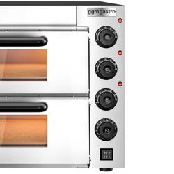 Electric Deck Pizza Oven - Twin Deck - Refractory Stone Deck - 4+4 - Ø 20cm (7.9") - 230V Single Phase - Mechanical Controls - up to 350°C