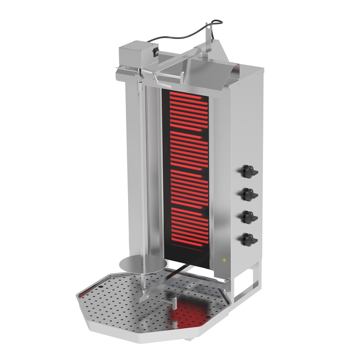 Electric Doner Kebab Grill (Shawarma/Gyros) - 4 Burner - up to 60kg - 7.2kW - incl. 2 double doors & drip tray