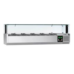 GN-kylmävitriini PREMIUM - LED-valaistuksella - 1200x335 mm - 5 GN 1/4-astiaa - lasisuojalla